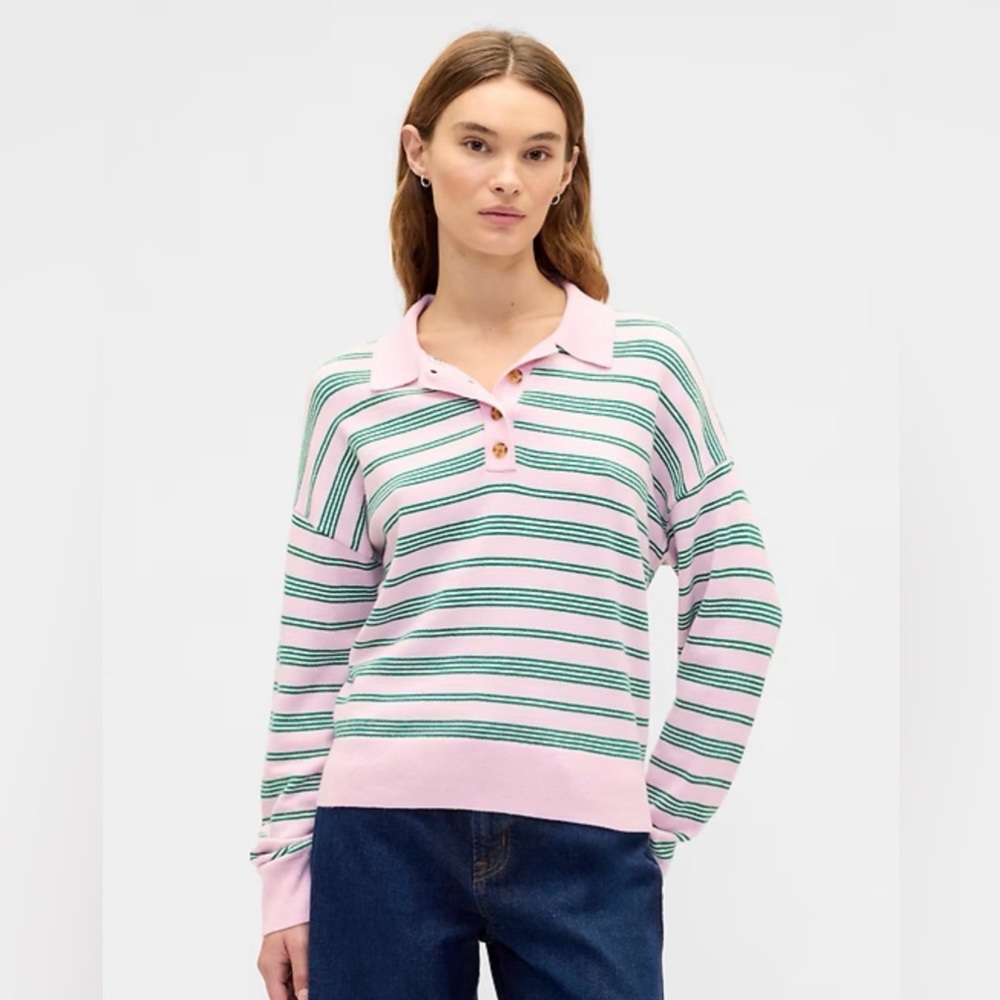 Gap CashSoft Cashmerr Alternative Relaxed Sweater Polo Shirt NWT XS Preppy